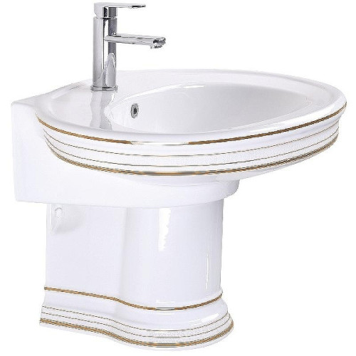 Раковина подвесная CeramaLux Lux Classic 75 4290 с полупьедесталом Белая
