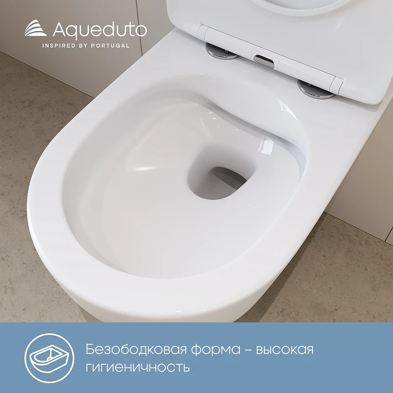Комплект унитаза с инсталляцией Aqueduto Ovo AQDS025 с сиденьем Микролифт и Белой глянцевой клавишей смыва фаянс подвесной