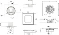 Душевой трап Berges Zentrum Norma 150x150 091363 с решеткой Хром