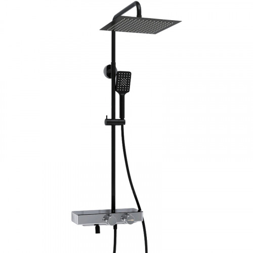 Душевая система WasserKRAFT Abens A114.162.130.CB Thermo с термостатом Черная матовая Хром латунь на стену