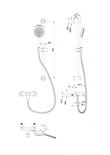 Смеситель для душа Wonzon &amp; Woghand WW-AE3103-CR цвет Хром