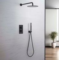 Душевая система Aquatek Европа AQ1376MB с термостатом Черная матовая латунь встраиваемый