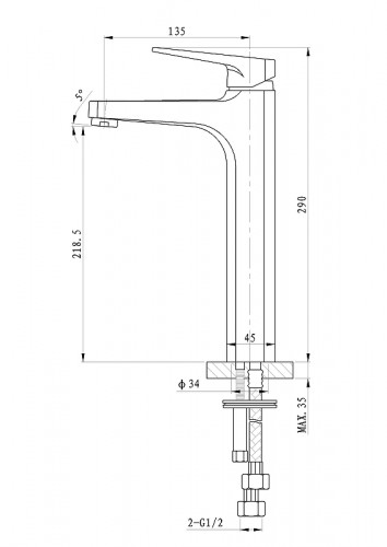 Смеситель для раковины Wonzon & Woghand Athens WW-081102-CR цвет Хром