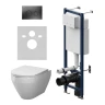 Унитаз с инсталляцией AM.PM Spirit V2.0 Aquaspin IS110138.701900 цвет Белый с сиденьем Микролифт и клавишей смыва цвет Черный матовый
