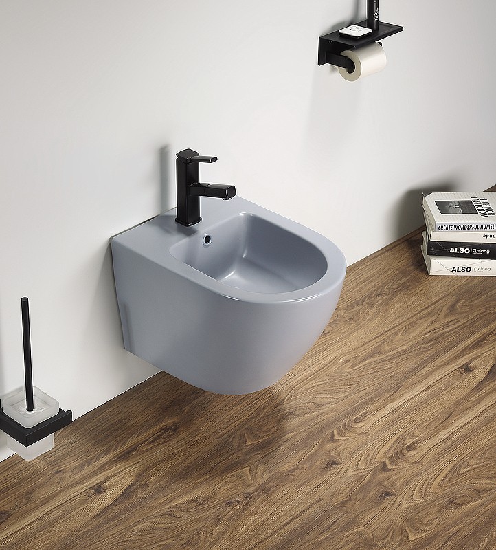 Биде CeramaLux В2342BDMHL подвесное Голубое матовое