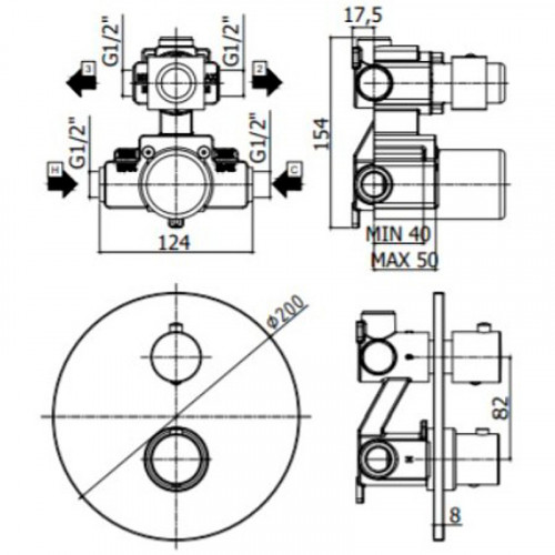 Смеситель для душа Paffoni Light LIQ018HGSP с термостатом Золото медовое брашированное латунь встраиваемый