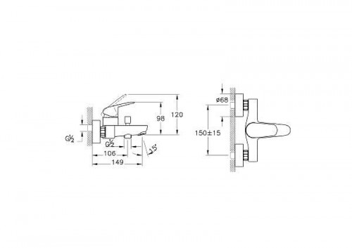 Смеситель для ванны Vitra Flow Round A43057EXP1 цвет Хром