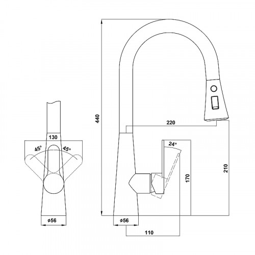 Смеситель для кухни Florentina Вита Pro 313.29Н.1223.202 цвет Шампань