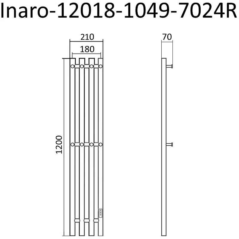 Электрический полотенцесушитель Маргроид Inaro 1200x210 Inaro-12018-1049-7024R правый Графитовый серый нержавеющая сталь