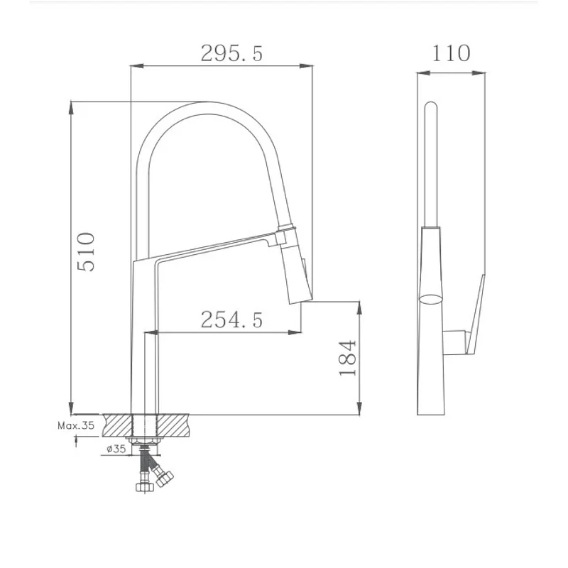 Смеситель для кухни Haiba HB73827-3 цвет Оружейная сталь