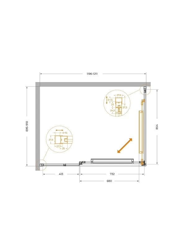 Душевой уголок Cezares Lux 120x90 LUX-AH-FS-11-120/90-C-GM профиль Оружейная сталь стекло прозрачное