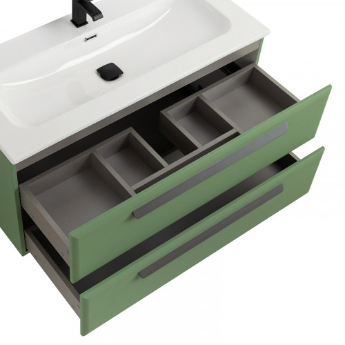 Тумба под раковину Cezares Eco-Cer-N 100 ECO-CER-N-1000-2C-SO-PS-P подвесная Фисташковый Софт без ручек МДФ / ЛДСП