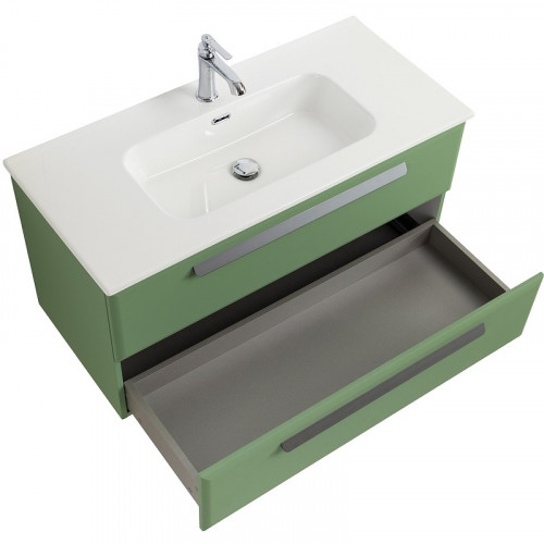 Тумба под раковину Cezares Eco-Cer-N 100 ECO-CER-N-1000-2C-SO-PS-P подвесная Фисташковый Софт без ручек МДФ / ЛДСП