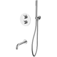 Смеситель для ванны Whitecross Y brushed nickel YSET10NIB с термостатом Брашированный никель латунь встраиваемый