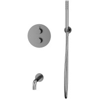 Смеситель для ванны Whitecross Y brushed nickel YSET10NIB с термостатом Брашированный никель латунь встраиваемый