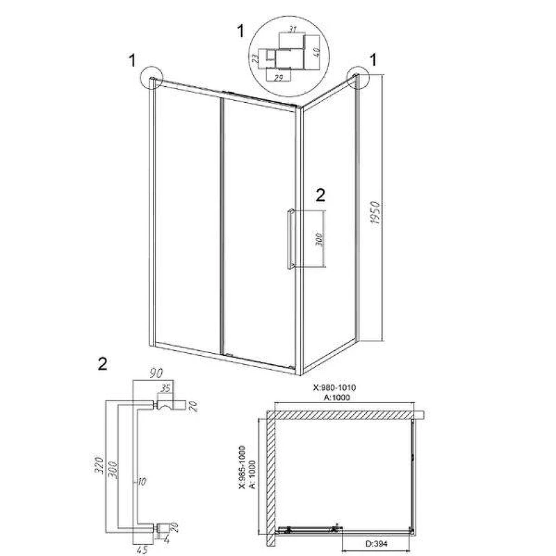 Душевой уголок Grossman Cosmo 100x100 120.K33.02.1010.10.00 профиль Хром стекло прозрачное