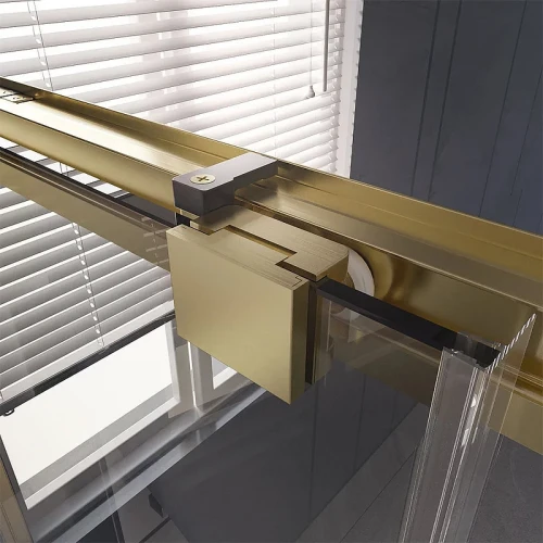 Душевая дверь Veconi Premium Trento PTD-30G 150 PTD30-G-150-01-C4 профиль Брашированное золото стекло прозрачное