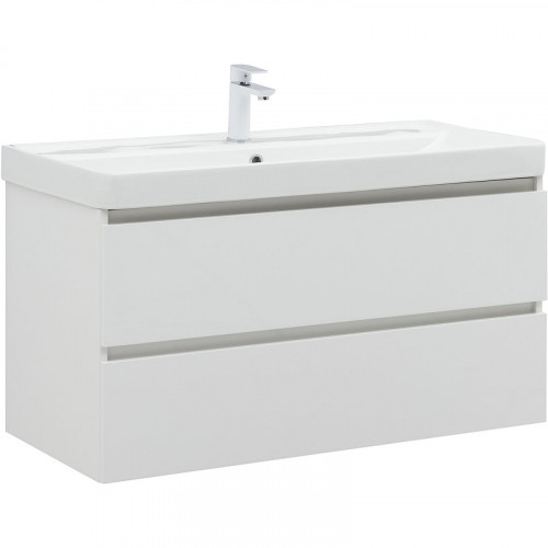 Тумба под раковину Aquanet Вега 100 316655 подвесная Белый глянец МДФ / ЛДСП