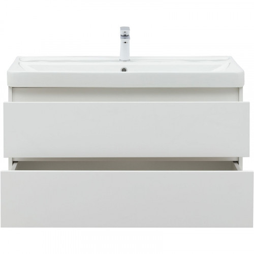 Тумба под раковину Aquanet Вега 100 316655 подвесная Белый глянец МДФ / ЛДСП