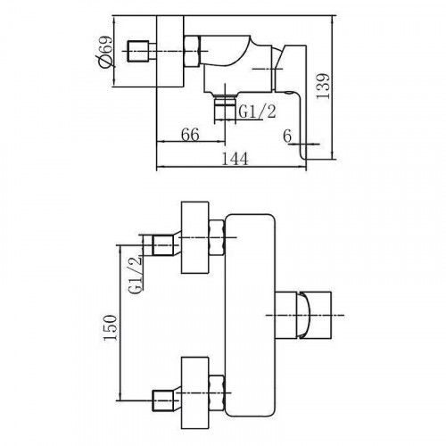 Смеситель для душа Aquanet Arctic AF520-30СW Хром Белый латунь на стену