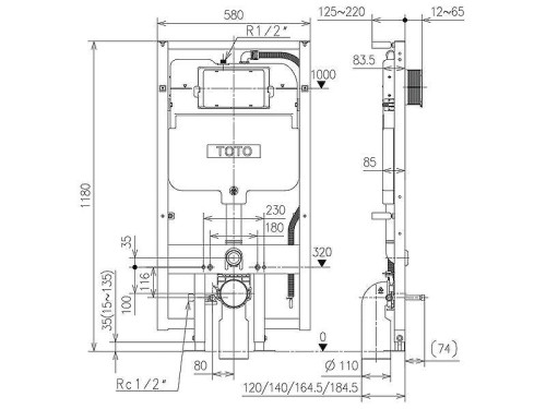 Инсталляция для унитаза Toto Neorest WH175AAT без клавиши смыва