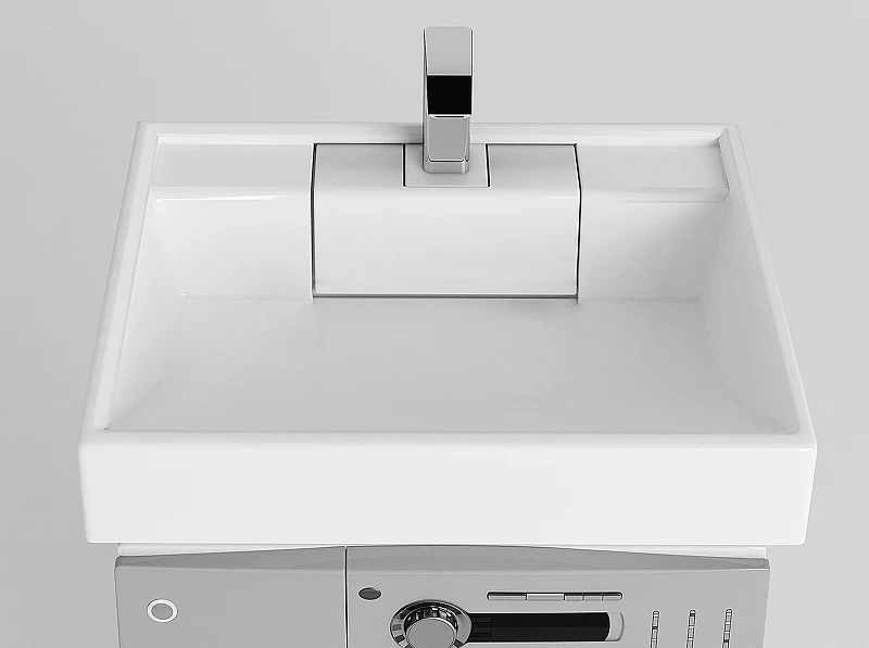 Раковина Aquaton Рейн 60 1A72103KRW010 на стиральную машину Белая искусственный камень (литьевой мрамор) накладная, на стиральную машину