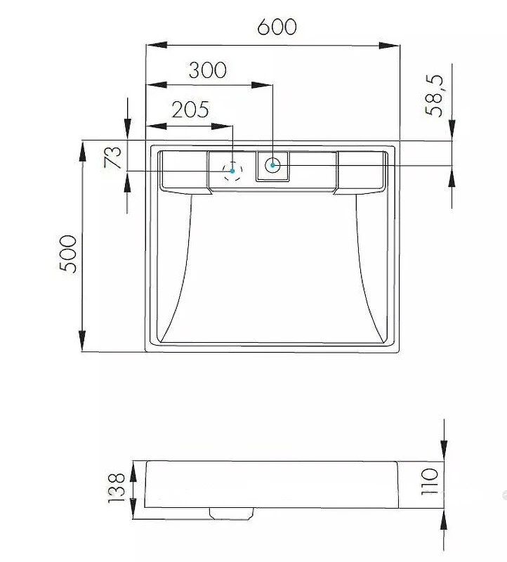 Раковина Aquaton Рейн 60 1A72103KRW010 на стиральную машину Белая искусственный камень (литьевой мрамор) накладная, на стиральную машину
