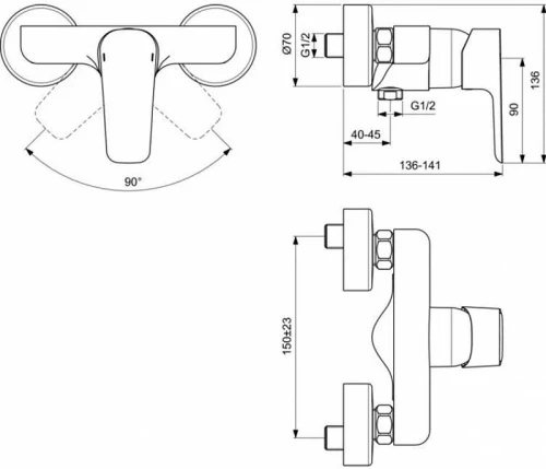 Смеситель для душа Ideal Standard Ceraplan III B0716AA Хром