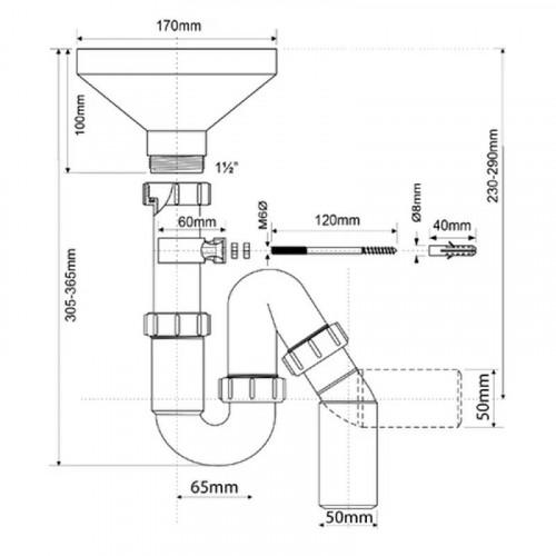 Сифон для кухонной мойки McAlpine HC8-FUN Белый