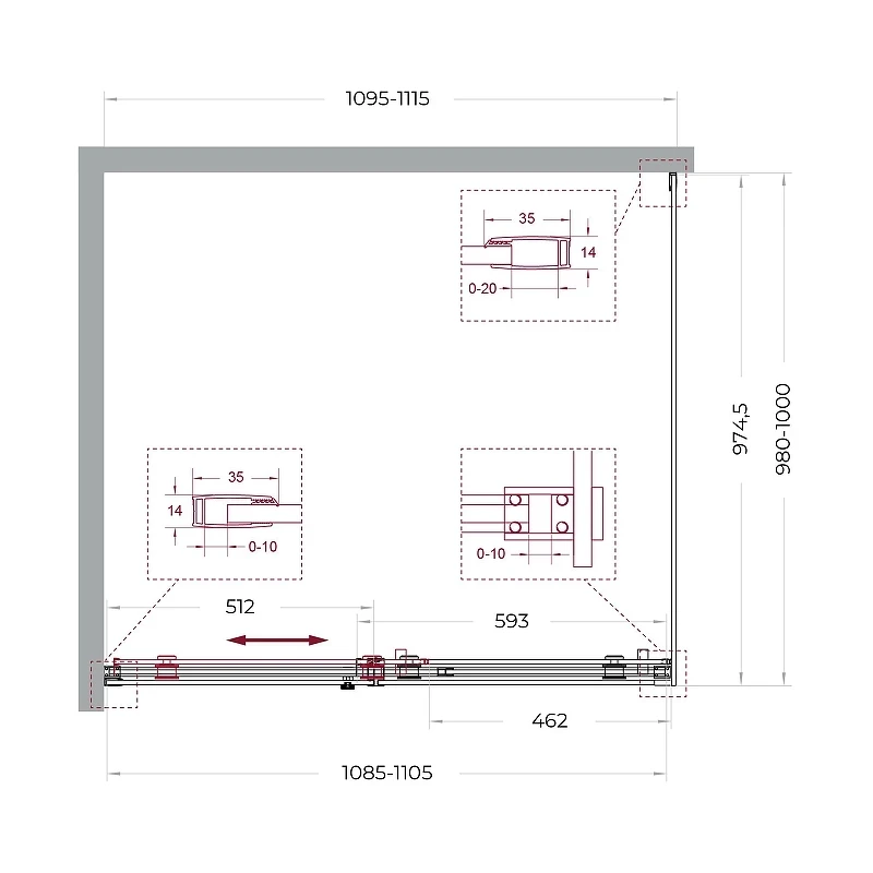 Душевой уголок BelBagno Soft Close-2 110x100 SOFT_CLOSE-2-AH-1-110/100-C-Cr профиль Хром стекло прозрачное