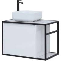 Тумба под раковину Aquanet Nova Lite Loft 75L 261650 подвесная Белый глянец МДФ / ЛДСП
