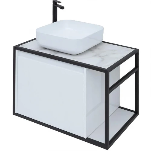 Тумба под раковину Aquanet Nova Lite Loft 75L 261650 подвесная Белый глянец МДФ / ЛДСП