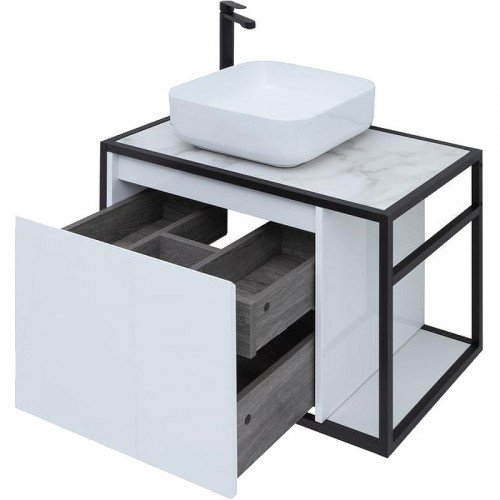 Тумба под раковину Aquanet Nova Lite Loft 75L 261650 подвесная Белый глянец МДФ / ЛДСП