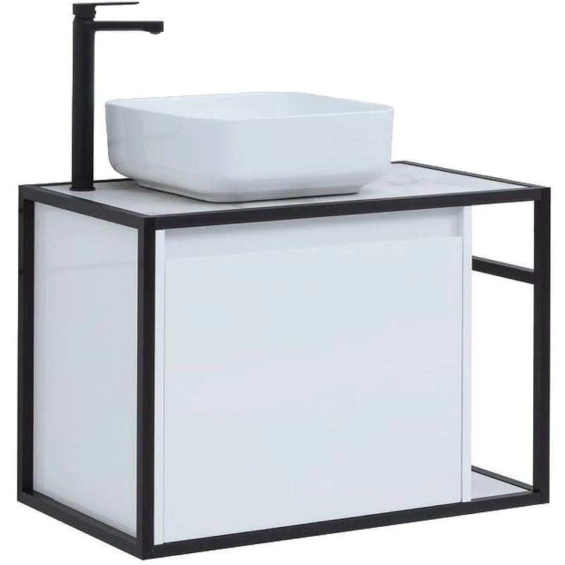Тумба под раковину Aquanet Nova Lite Loft 75L 261650 подвесная Белый глянец МДФ / ЛДСП