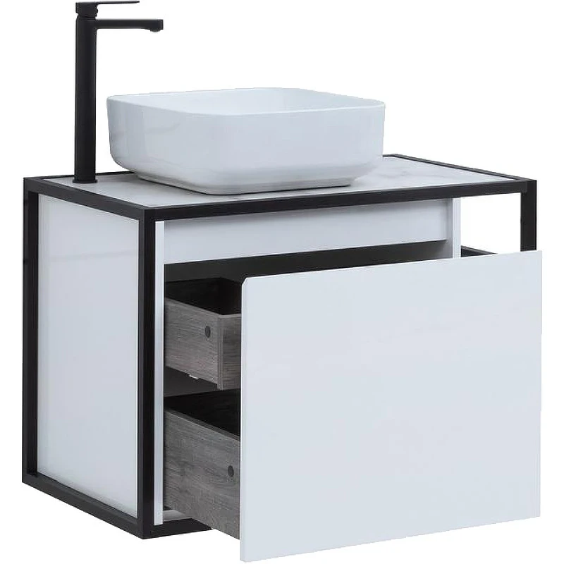 Тумба под раковину Aquanet Nova Lite Loft 75L 261650 подвесная Белый глянец МДФ / ЛДСП