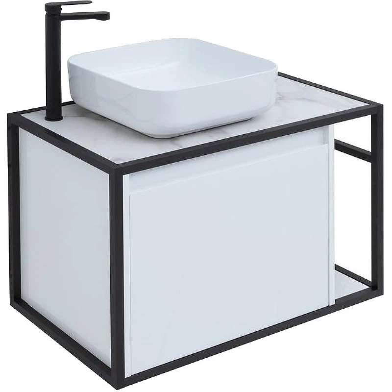Тумба под раковину Aquanet Nova Lite Loft 75L 261650 подвесная Белый глянец МДФ / ЛДСП