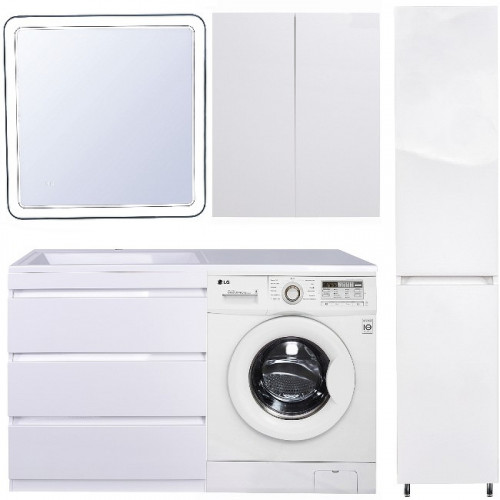 Тумба под раковину Style Line Даллас 130 Люкс Plus СС-00000558 Белая МДФ / ЛДСП