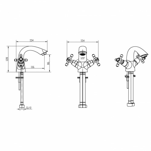 Смеситель для раковины Boheme Satine 311-ST Бронза латунь