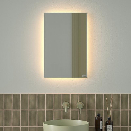 Зеркало Defesto Glow 40х60 DF 2512 с подсветкой 17W-3000К/с фацетом/Без выключателя/Теплый белый свет