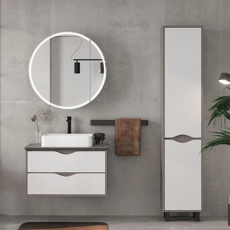 Тумба под раковину Equil Smile 80 tpSMILE80.2Y-04 подвесная цвет Белый Лен антрацит