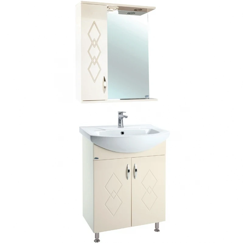 Зеркало со шкафом Bellezza Элеганс 50 L 4618606522077 с подсветкой Бежевое