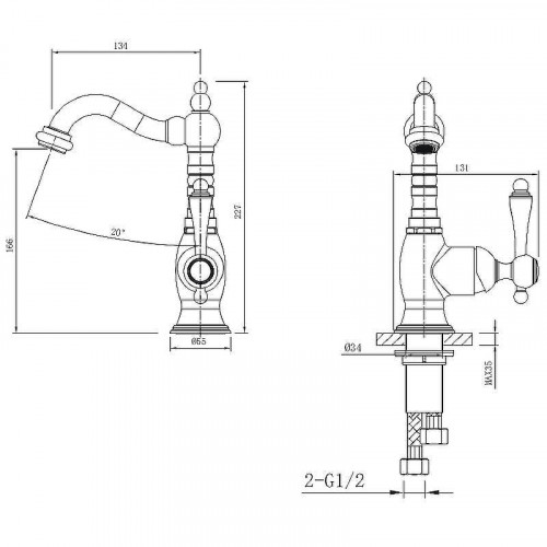 Смеситель для раковины Caprigo Fonte 12-524-crm Хром