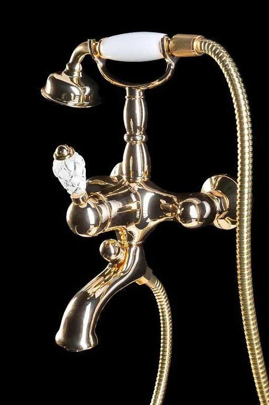 Смеситель для ванны Boheme Crystal 283-CRST Золото латунь на стену