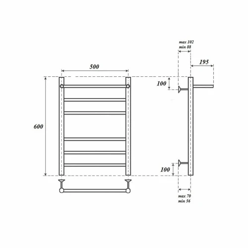 Электрический полотенцесушитель Point Аврора PN10156PE П5 500x600 с полкой левый/правый Хром