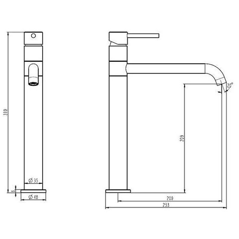 Смеситель для раковины Caprigo Don 53-524-ner Черный матовый
