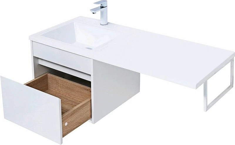 Тумба с раковиной Aquanet Токио 110 L 239208 подвесная Белая МДФ / ЛДСП