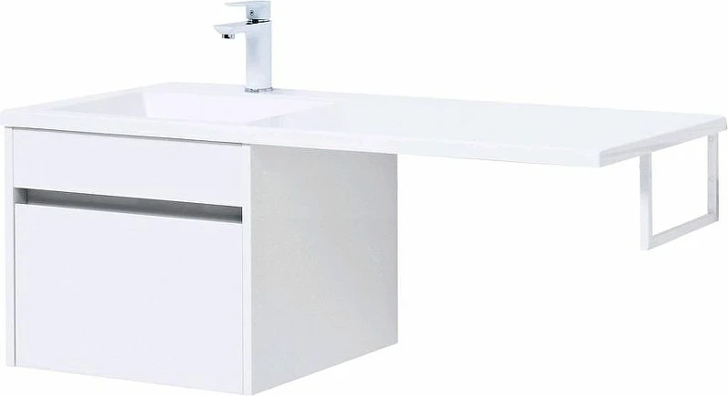 Тумба с раковиной Aquanet Токио 110 L 239208 подвесная Белая МДФ / ЛДСП