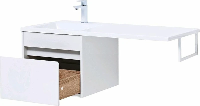 Тумба с раковиной Aquanet Токио 110 L 239208 подвесная Белая МДФ / ЛДСП