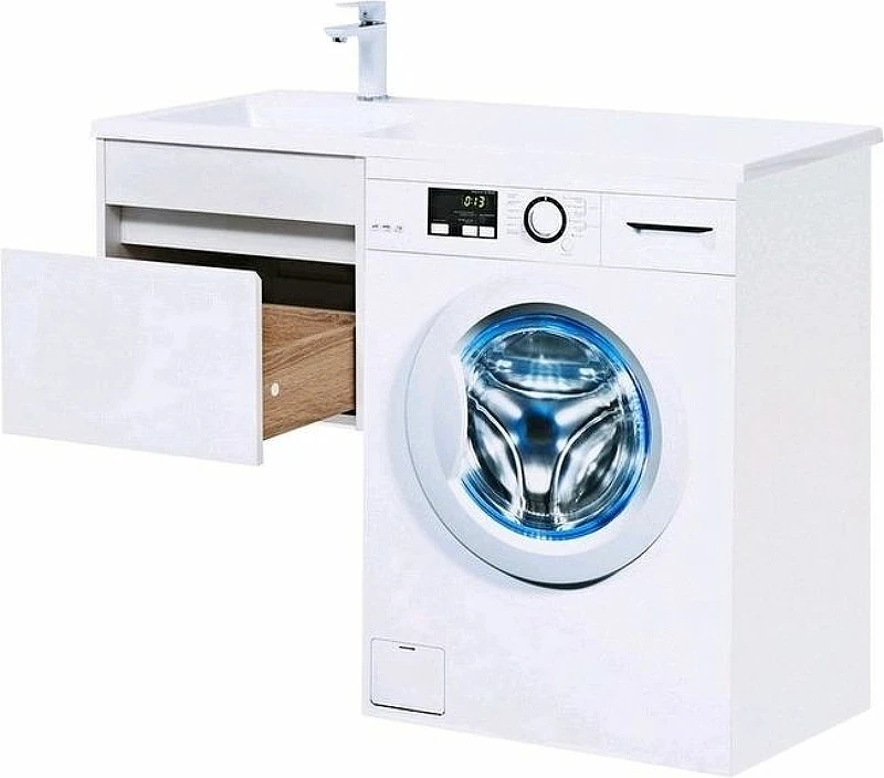 Тумба с раковиной Aquanet Токио 110 L 239208 подвесная Белая МДФ / ЛДСП