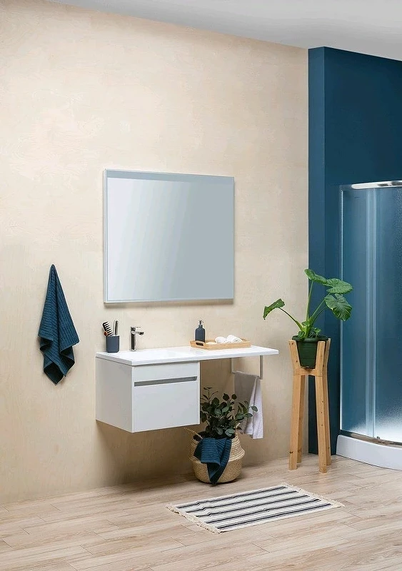 Тумба с раковиной Aquanet Токио 110 L 239208 подвесная Белая МДФ / ЛДСП
